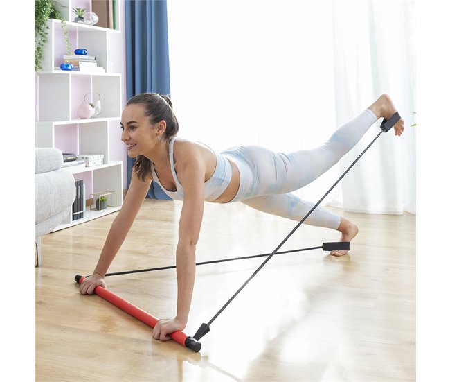 Barra de Fitness con Bandas Elásticas y Guía de Ejercicios Negro