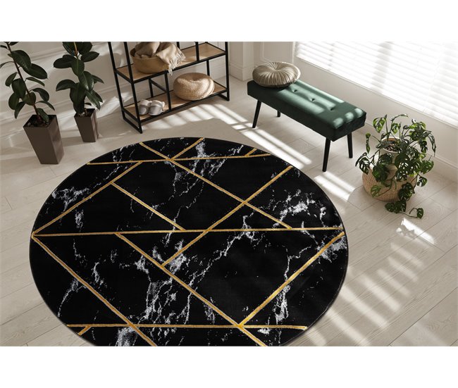 Alfombra EMERALD exclusivo 2000 circulo - glamour 160x160 Negro