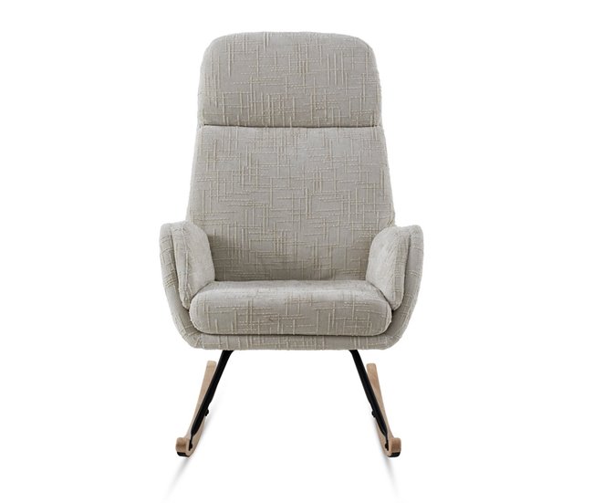 Balancín tapizado en chenilla y patas metálicas Blanco