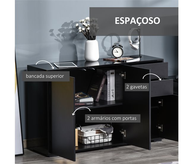 Aparador de Salón Melamina de Madera HOMCOM Negro