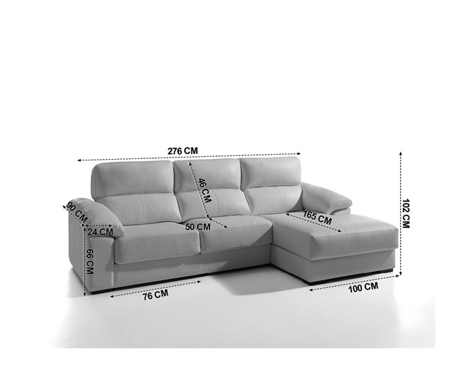 Chaise longue piel WILLY Gris