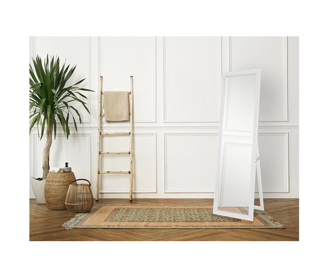 Acomoda Textil – Espejo Pie de Madera 30x0 Blanco