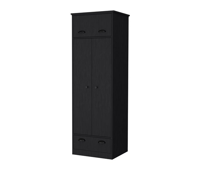 Armario falkland en melamina con 2 puertas, estantes y barra Negro