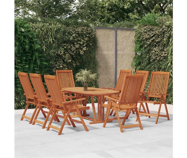 8 Sillas de jardín plegables de madera maciza de eucalipto Marron