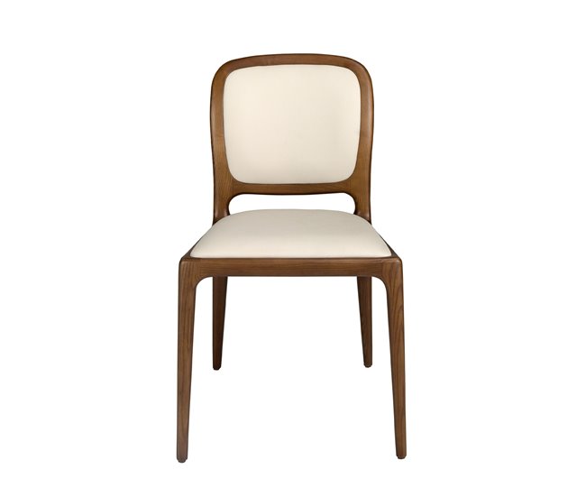 ANGEL CERDA Silla polipiel crema Nogal