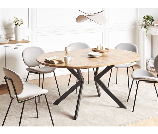Beliani Mesa de comedor extensible CARLEA Marron Claro