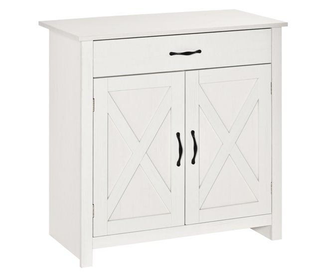 Aparador de Cocina MDF, Melamina de Madera HOMCOM, hogar - cocina Blanco