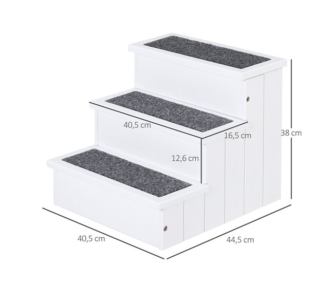 Escaleras para Mascotas Madera de Abeto PawHut Blanco
