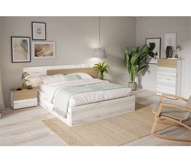 Cama BARI 150x190cm con somier incluido Blanco