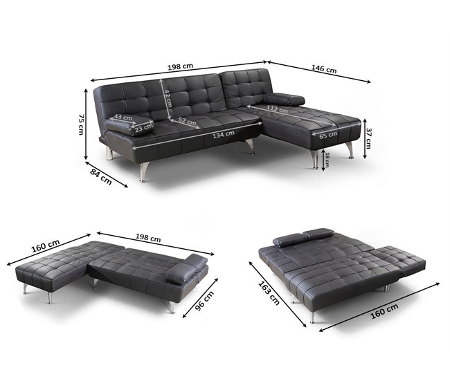 Oferta: Sofa Cama Chaise Longue XS + Mesa de Centro Elevable Azul
