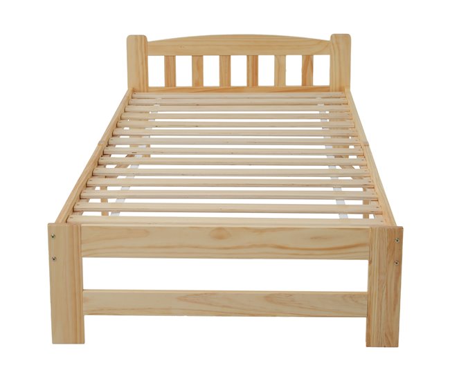 Cama individual de madera maciza Natural