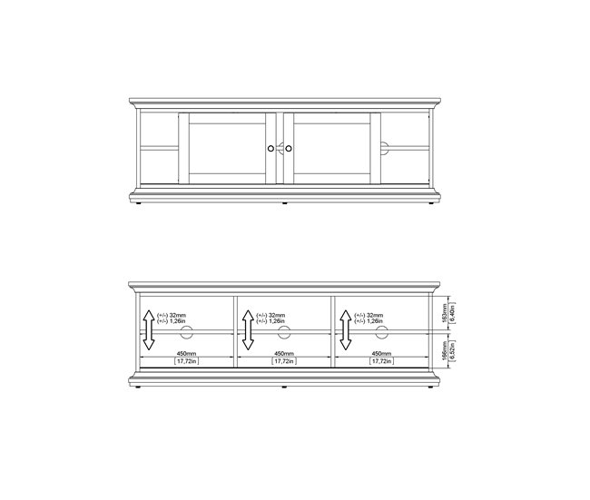 Mueble TV 2 puertas laminado blanco PARIS Blanco