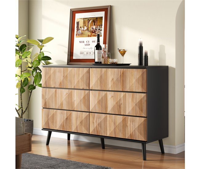 Cómoda doble con 6 cajónes Negro