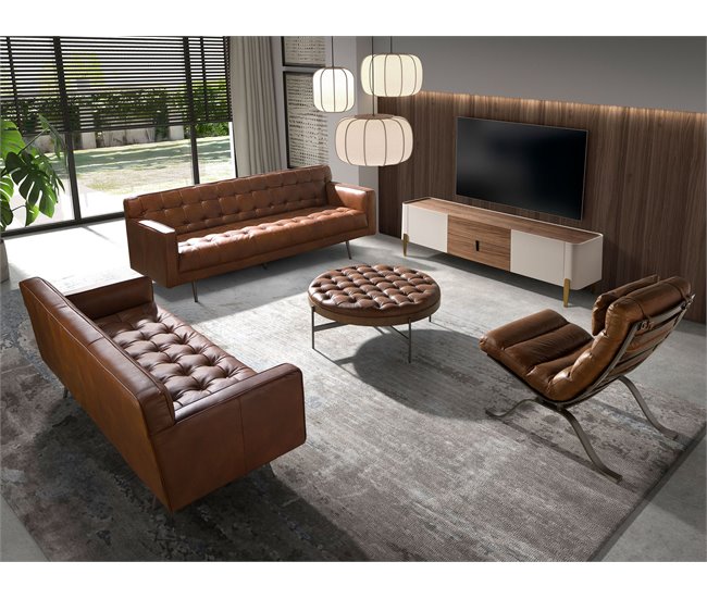 ANGEL CERDA Mueble TV, acero pulido Nogal