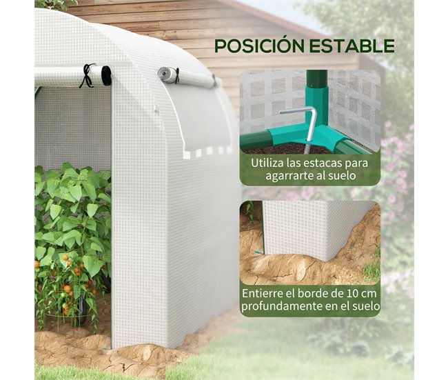 Invernadero de Jardín PE, Acero Outsunny Blanco