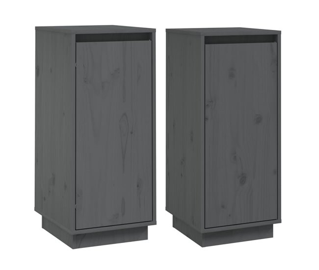 Aparador 2 uds madera maciza 31 Blanco