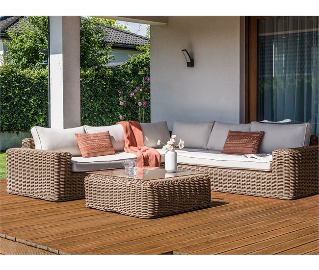 Beliani Conjunto longue PALERMO Marron Claro
