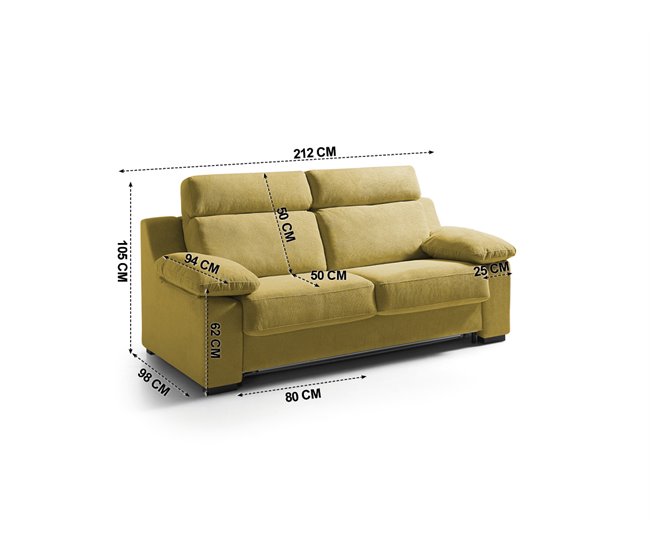 Sofá cama MOLLY 3 plazas Mostaza