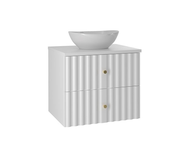 Conjunto de muebles con lavabo individual y columna Izae 60 Blanco