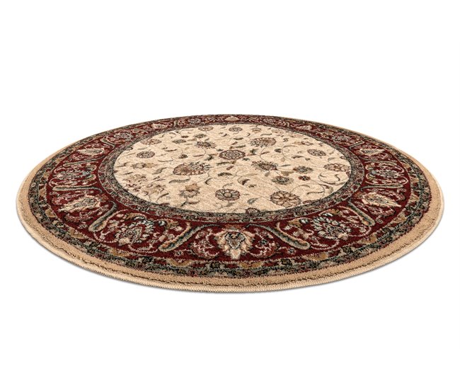 Alfombra de lana OMEGA circulo ARIES flores 200x200 Crema