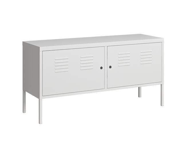Mueble de salón Pyhtää con 2 puertas acero 118 Blanco