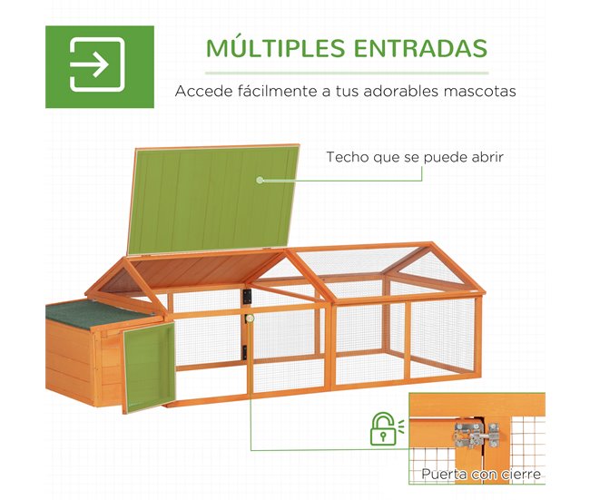 Gallinero de Exterior Madera de Abeto, Metal PawHut Naranja