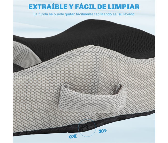 Cojín de Asiento Malla, Espuma Viscoelástica HOMCOM Negro