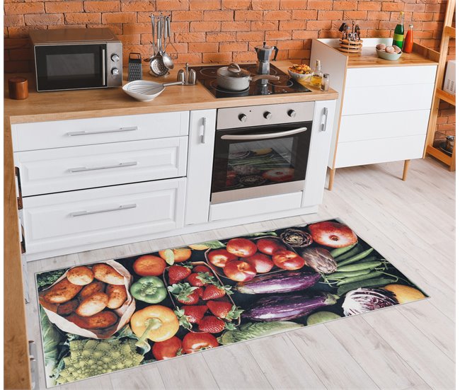 Alfombra lavable ANDRE 1711 Frutas y vegetales para la cocina Multicolor