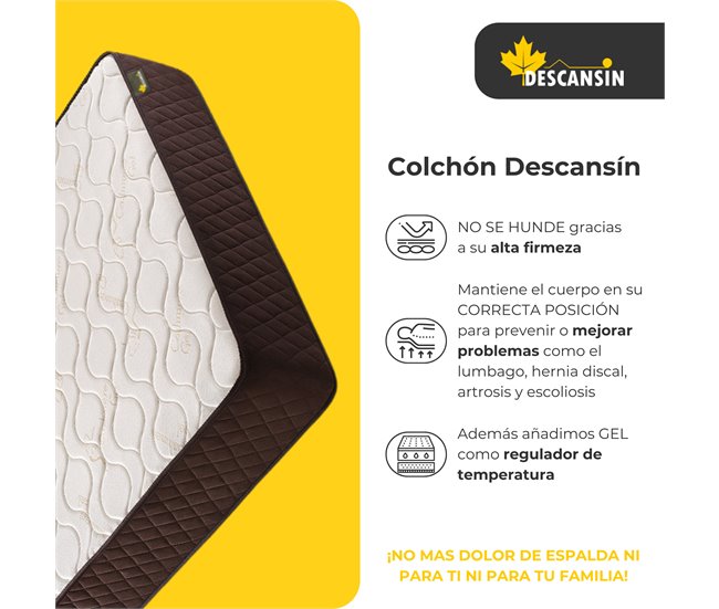 Colchon Alta Firmeza Tejido Transpirable, Antiacaros 