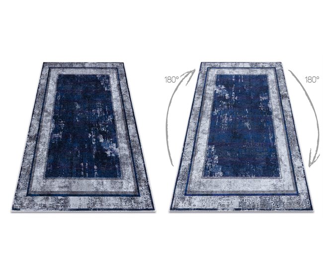 Alfombra lavable MIRO 51676.813 Griego vintage marco 160x220 Azul