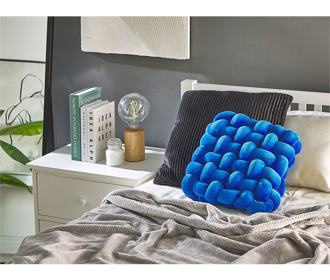 Beliani Cojín decorativo SIRALI Azul Marino