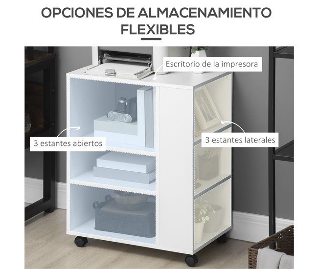 Armario para Impresora Melamina de Madera Vinsetto Blanco
