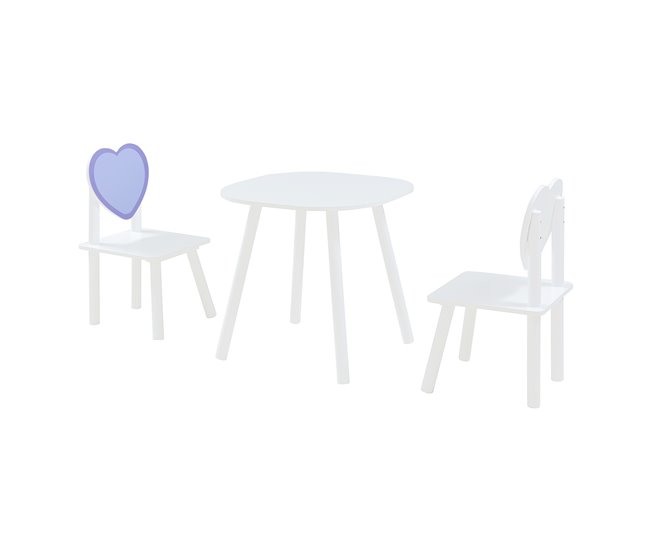 Conjunto infantil de mesa y 2 sillas Siljan Blanco