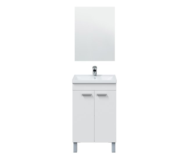 Mueble baño Levis 2 puertas espejo, sin lavabo, Blanco brillo Blanco