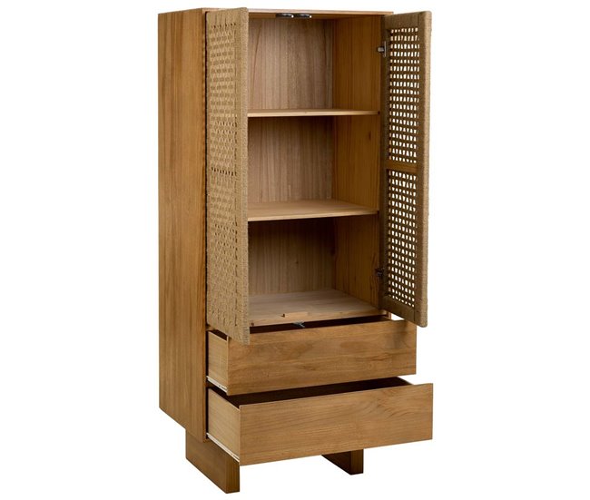 Armario de madera y cuerda trenzada Marron
