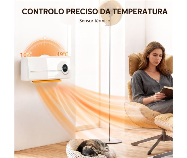 Calentador Eléctrico Pared PP, PA HOMCOM, hogar - climatización Blanco