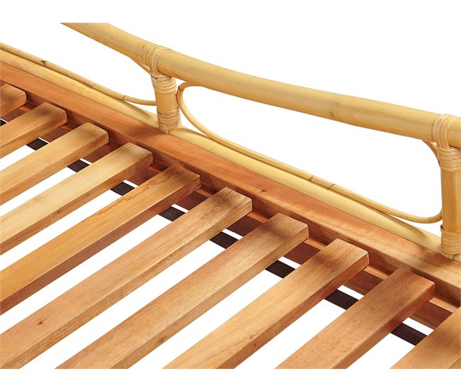 Beliani Cama Ratán DOMEYROT 187x207 Marron