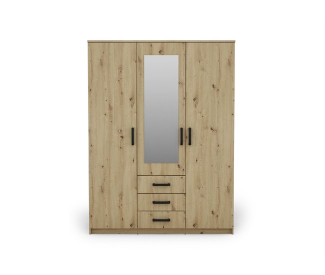 Armario DUNA 2 puertas batientes con espejo Roble Artisan