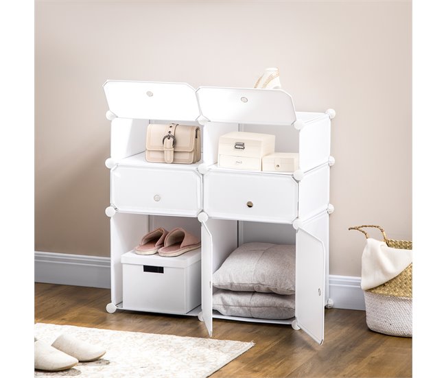 Armario Modular Plástico PP HOMCOM, hogar - muebles de recibidor 75 Blanco