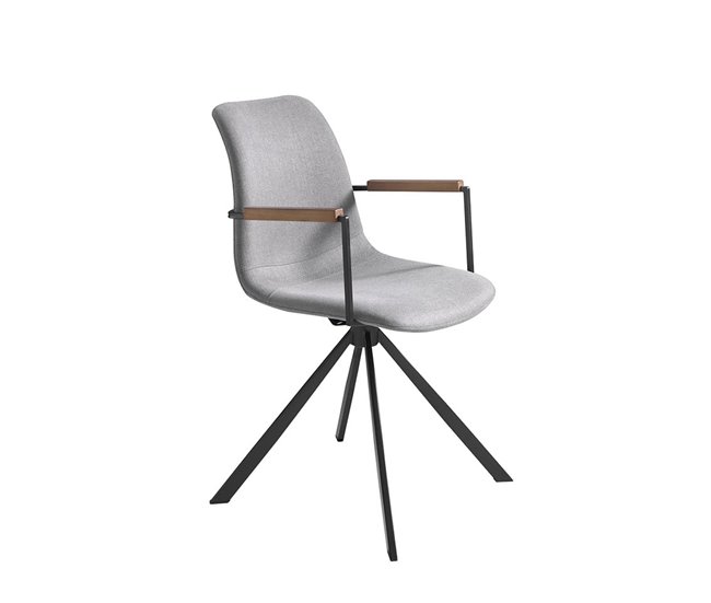 Silla giratoria en tela y patas acero negro Gris