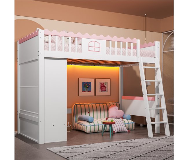 Cama alta para niños Blanco