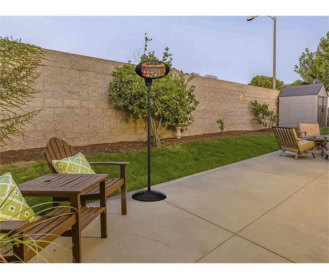 Calefactor halógeno 2000W con altura regulable Negro