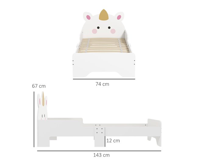 Cama para Niños MDF, Tablero Multicapa ZONEKIZ Blanco