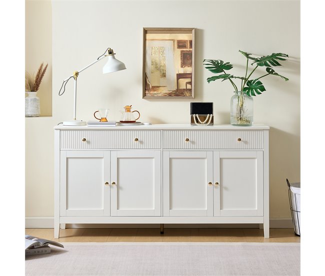 Aparador con 4 puertas y 2 cajónes Blanco