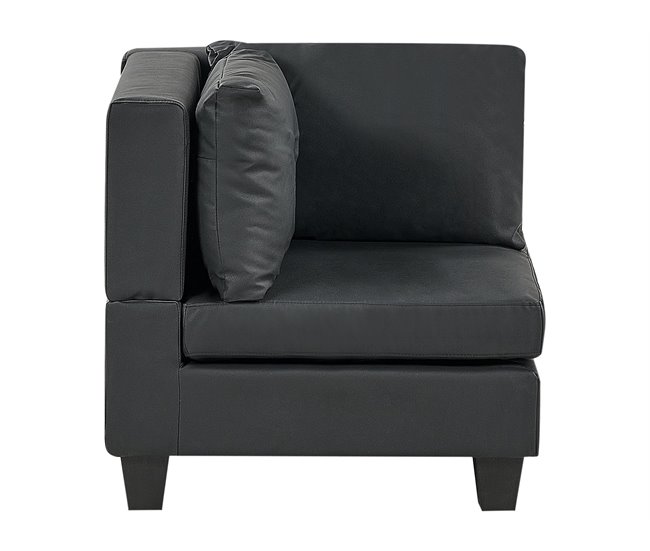 Beliani Sofá esquinero con reposapiés Piel sintética UNSTAD Negro