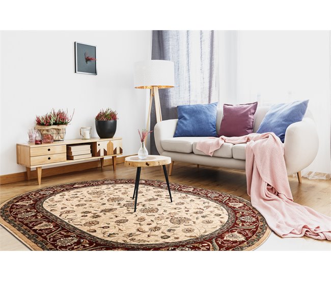 Alfombra de lana OMEGA oval ARIES flores 200x300 Marron