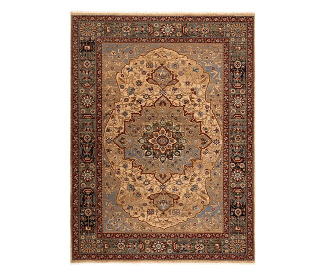 Alfombra KESHAN franjas Rosetón oriental 7519/53555 80x145 Marron