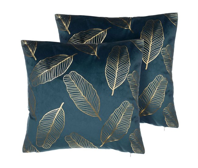 Beliani Cojín decorativo FREESIA 45x45 Azul/ Verde
