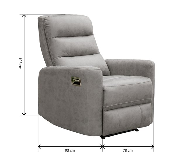 Butaca Reclinable Madera Tapizado Resistente Diseño Moderno Cancun Cemento