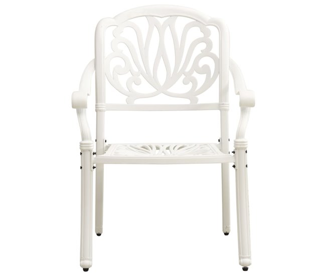 2 Sillas de jardín de aluminio fundido Blanco